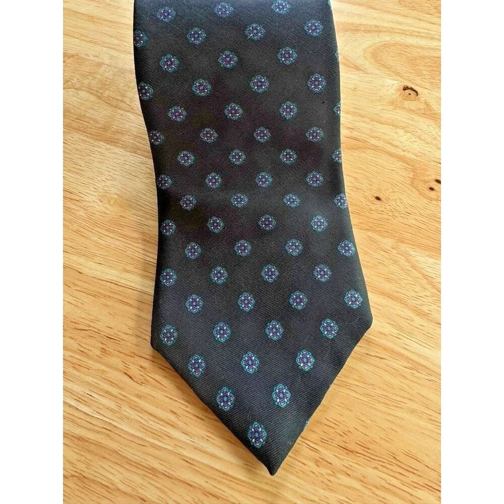 Vintage Ferrell Reed for Nordstrom Silk Tie Black Teal Burgundy Geometric